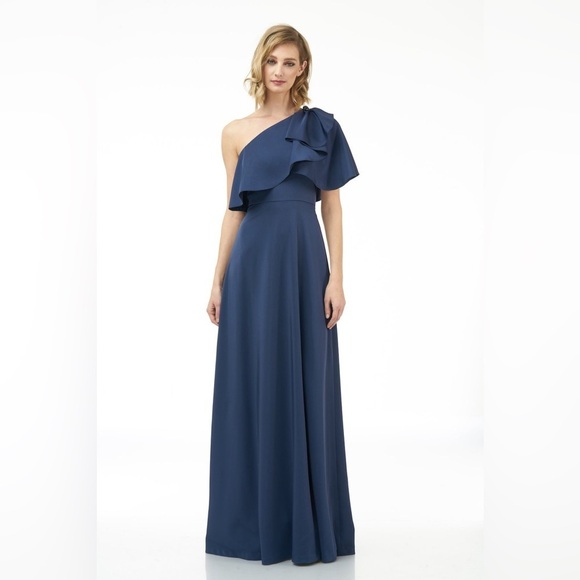 NWT Kay Unger New York Maya gOne Shoulder Off Gown Dress - Picture 1 of 9